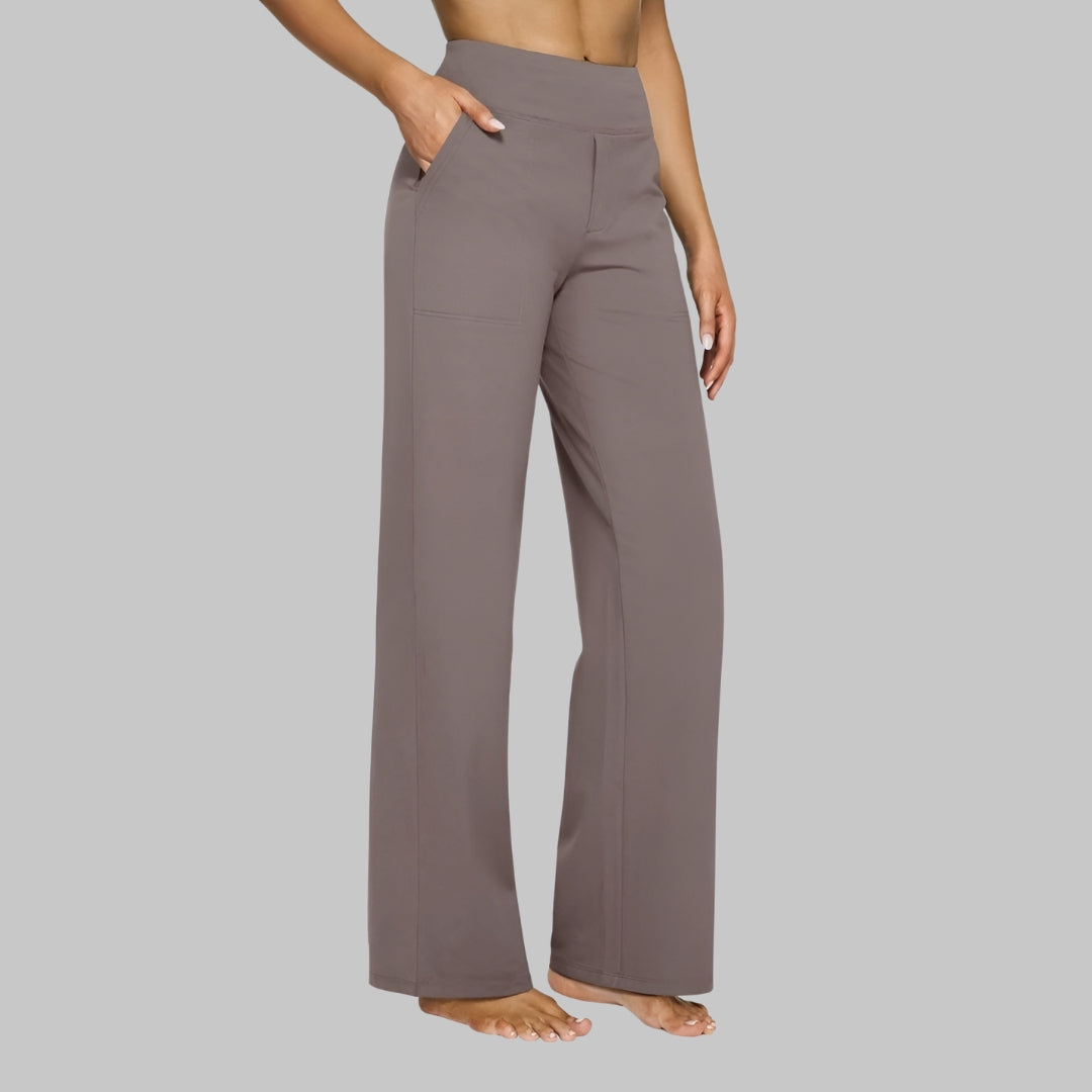 Hoge Taille Dames Broek Met Rechte Pijpen En Zakken