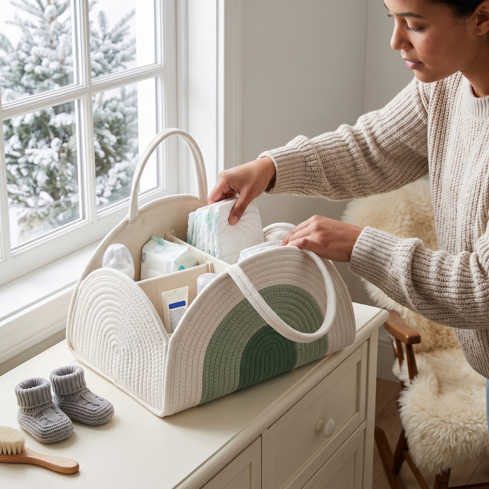 Fazo Store Woven Baby Diaper Caddy