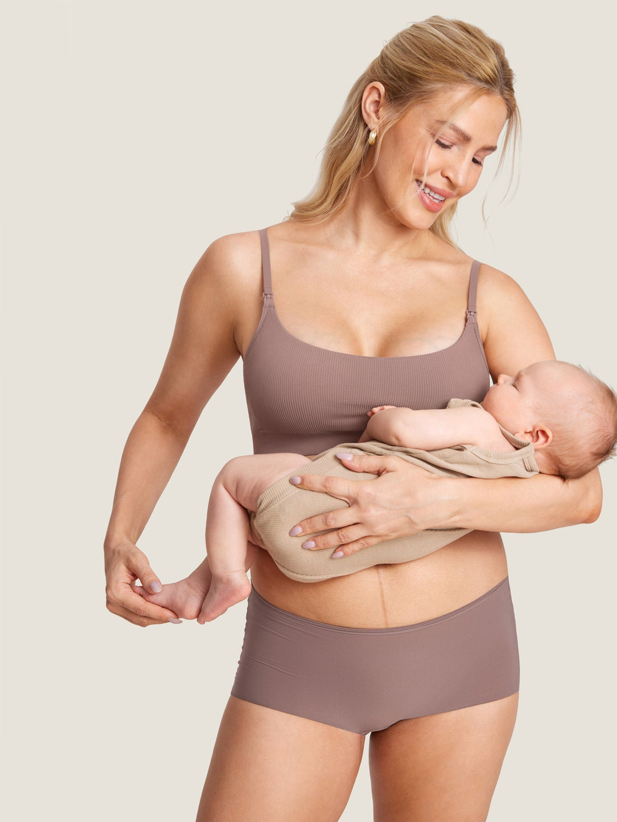 Fazo Store geribde voedingsbralette met ronde hals en verwisselbare bandjes