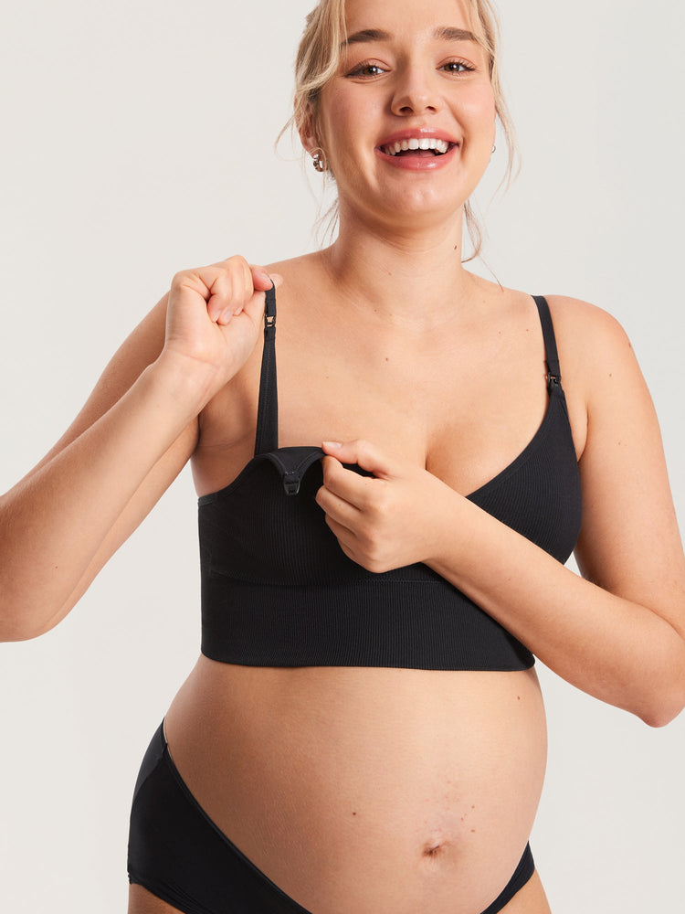 Fazo Store geribde voedingsbralette met V-hals en brede onderband