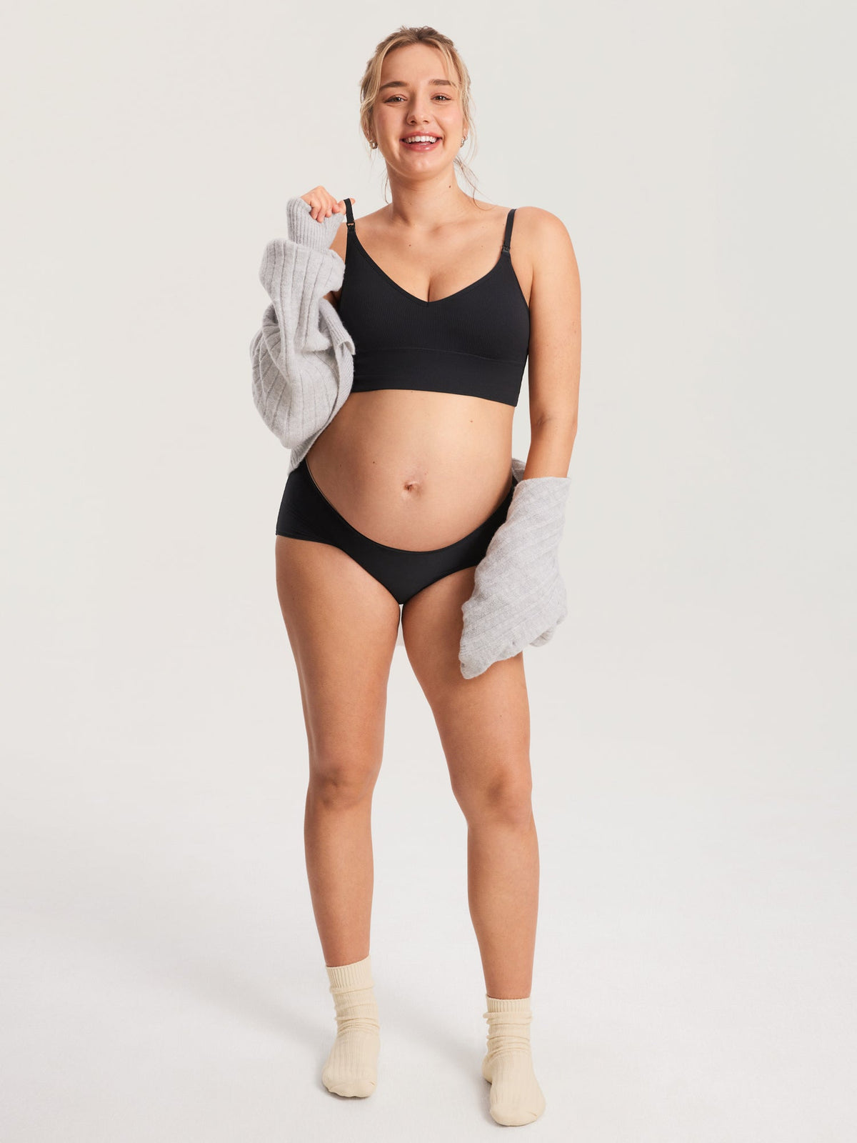 Fazo Store geribde voedingsbralette met V-hals en brede onderband