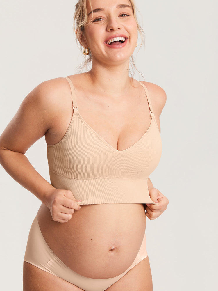 Fazo Store geribde voedingsbralette met V-hals en brede onderband