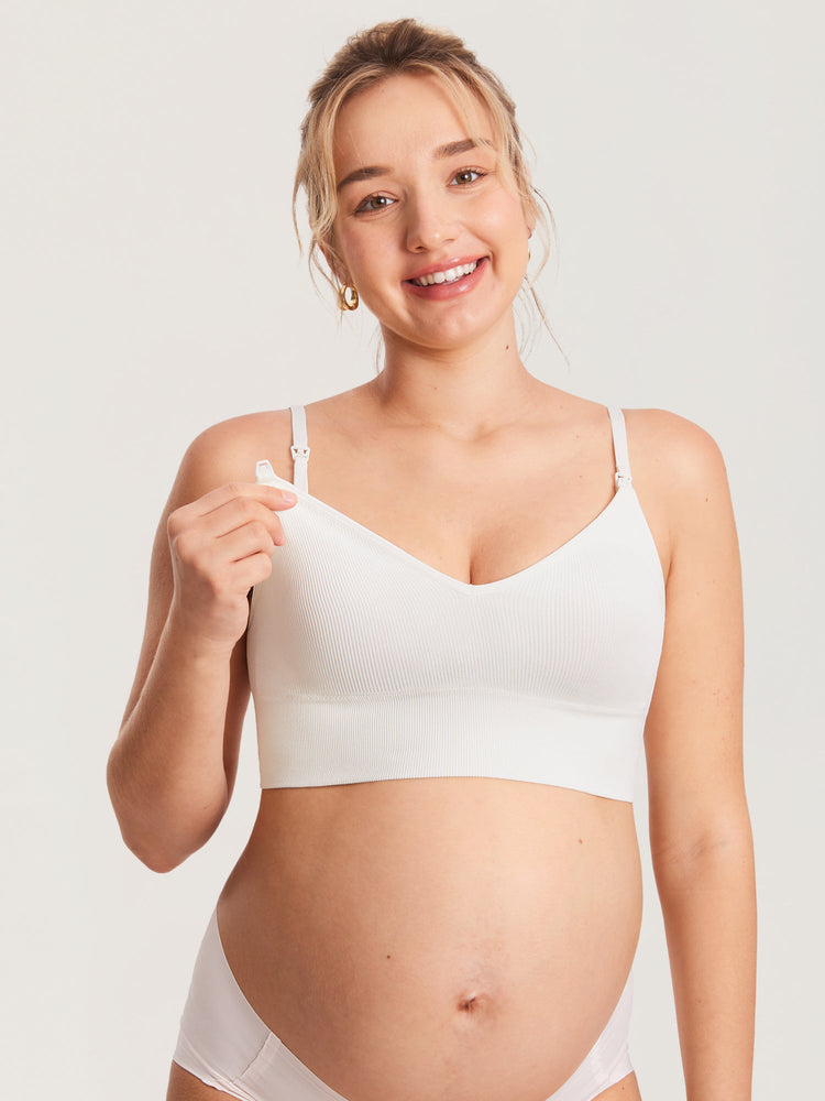 Fazo Store geribde voedingsbralette met V-hals en brede onderband