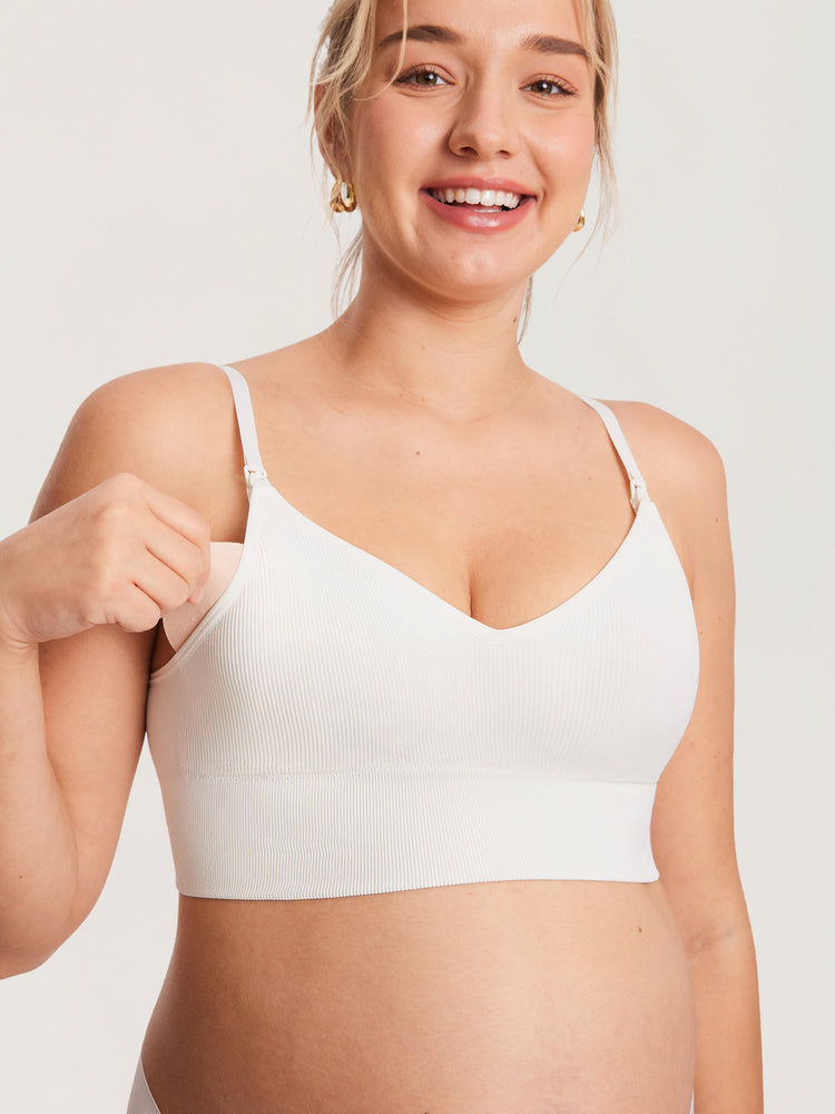 Fazo Store geribde voedingsbralette met V-hals en brede onderband