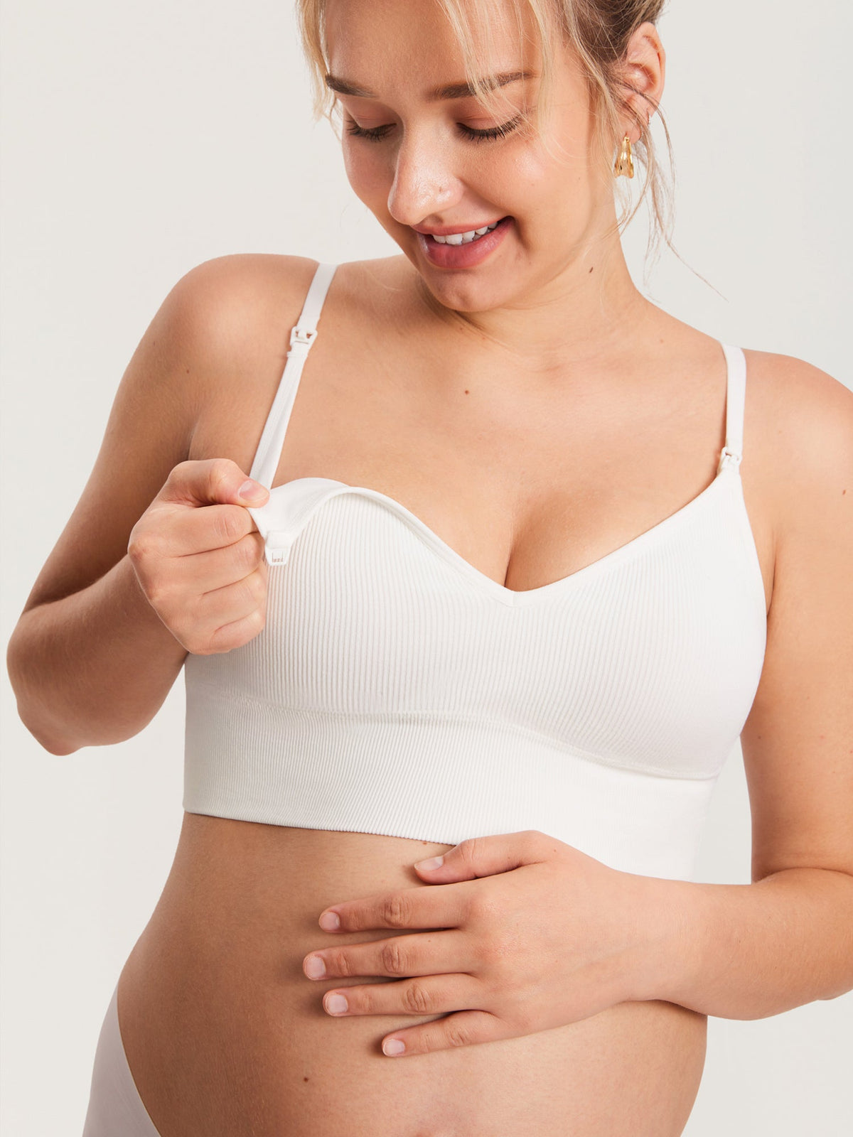 Fazo Store geribde voedingsbralette met V-hals en brede onderband