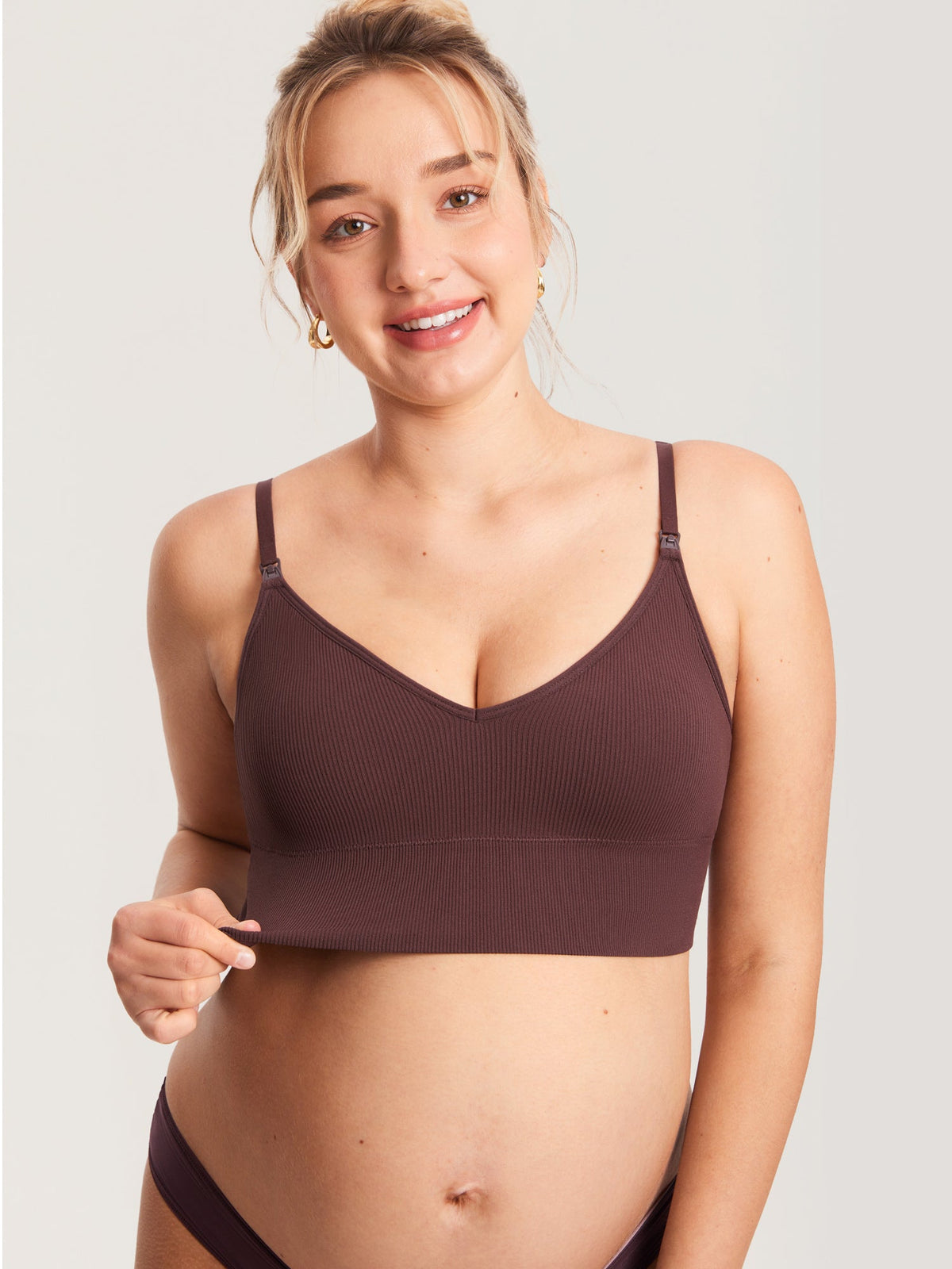 Fazo Store geribde voedingsbralette met V-hals en brede onderband