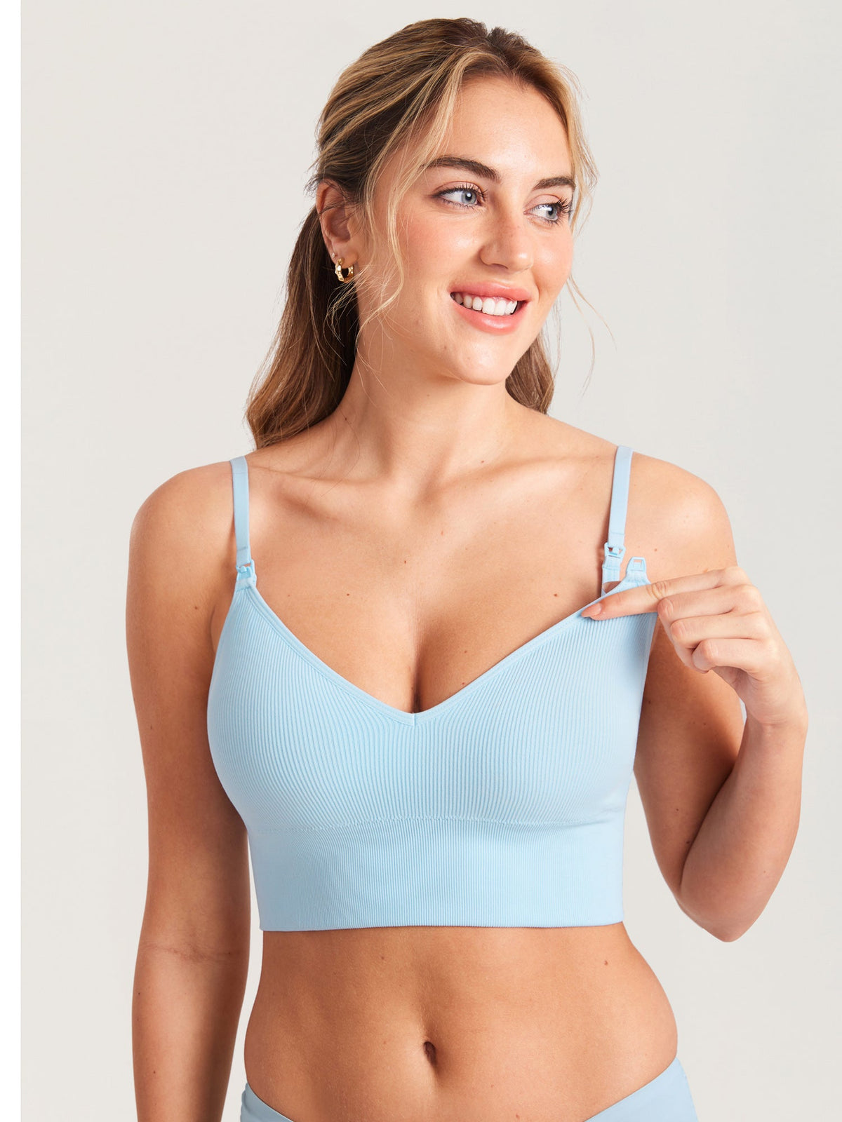 Fazo Store geribde voedingsbralette met V-hals en brede onderband