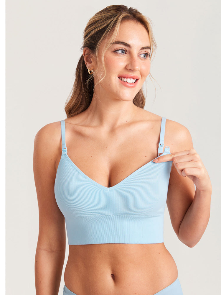 Fazo Store geribde voedingsbralette met V-hals en brede onderband