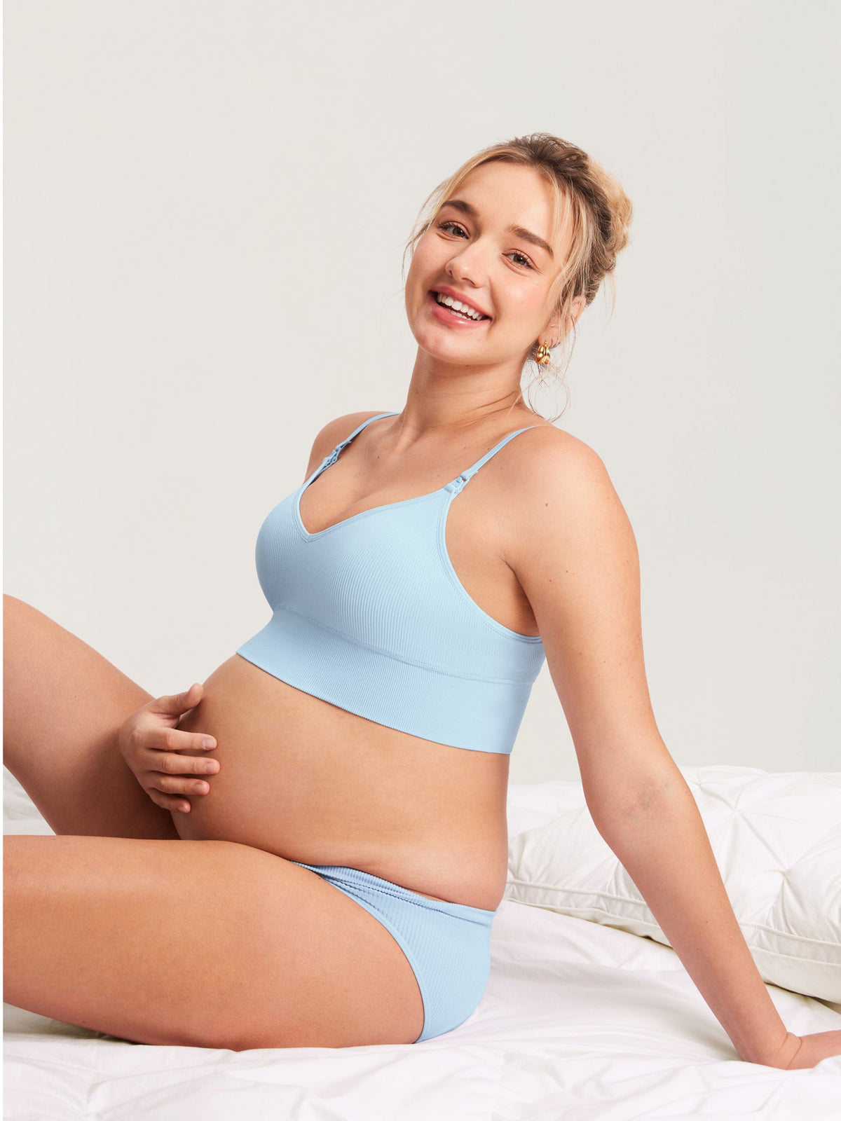 Fazo Store geribde voedingsbralette met V-hals en brede onderband