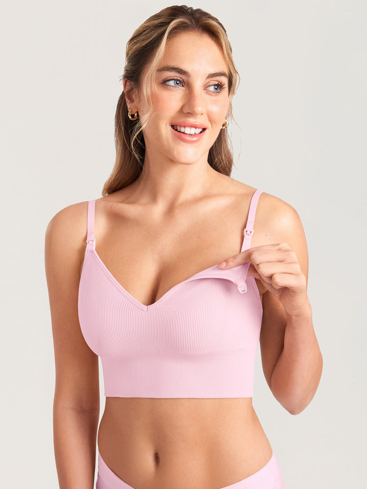Fazo Store geribde voedingsbralette met V-hals en brede onderband