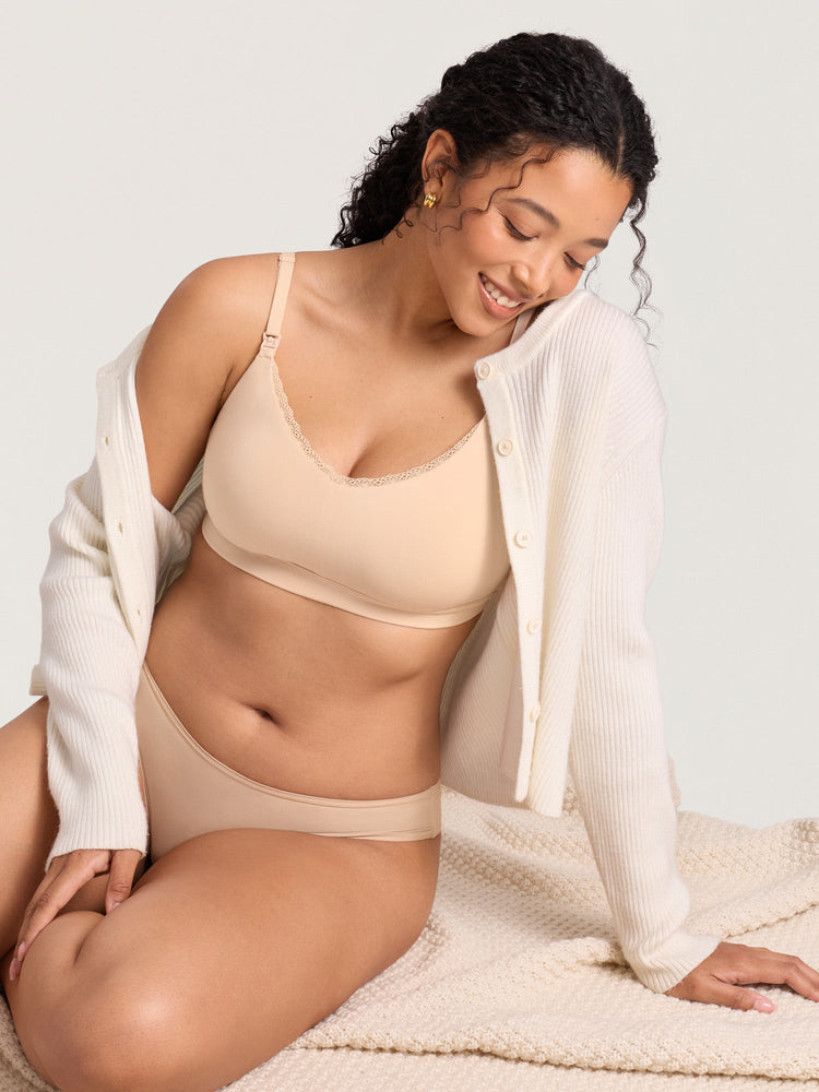 Cotton Lace Trim Nursing Bralette
