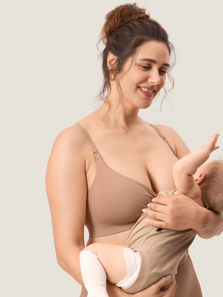 Fazo Store geribde voedingsbralette met ronde hals en verwisselbare bandjes