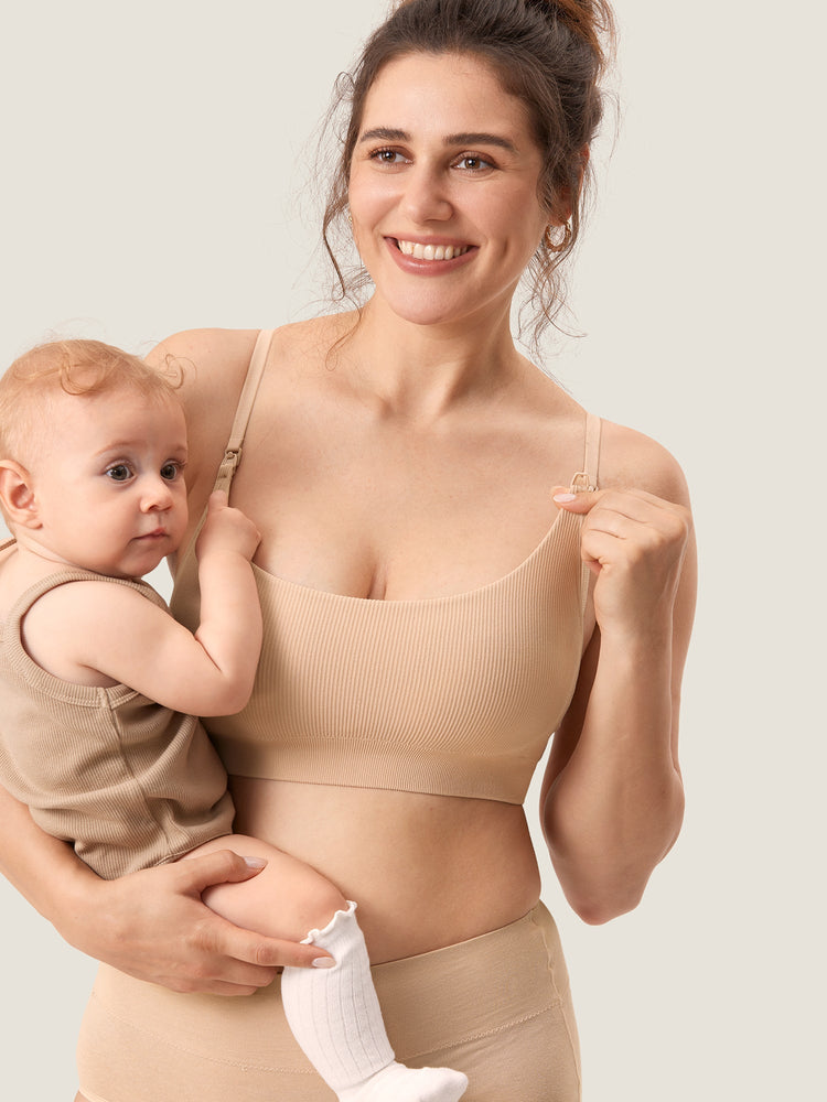 Fazo Store geribde voedingsbralette met ronde hals en verwisselbare bandjes