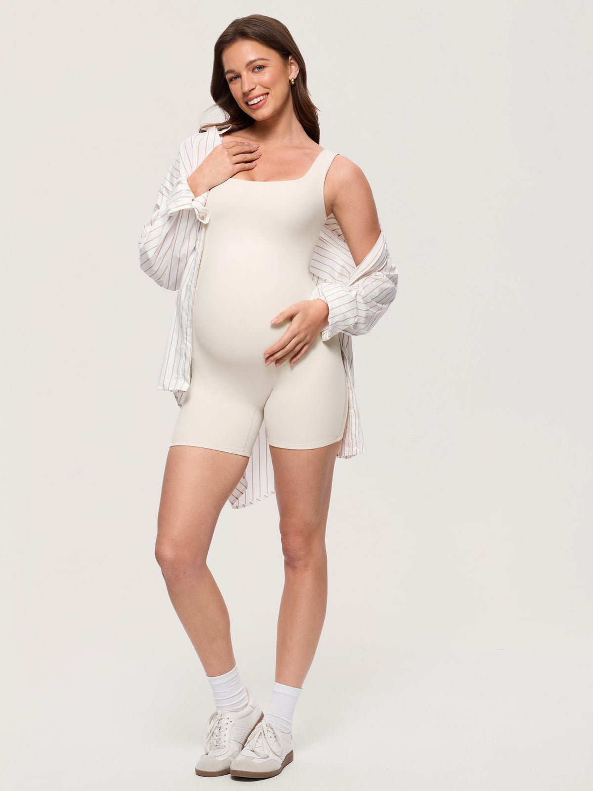 Fazo Store dubbellaagse korte zwangerschapsjumpsuit met vierkante hals