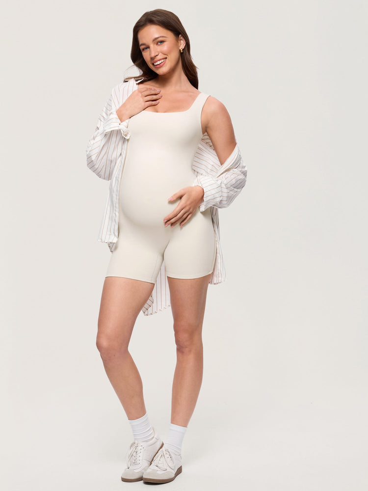 Fazo Store dubbellaagse korte zwangerschapsjumpsuit met vierkante hals