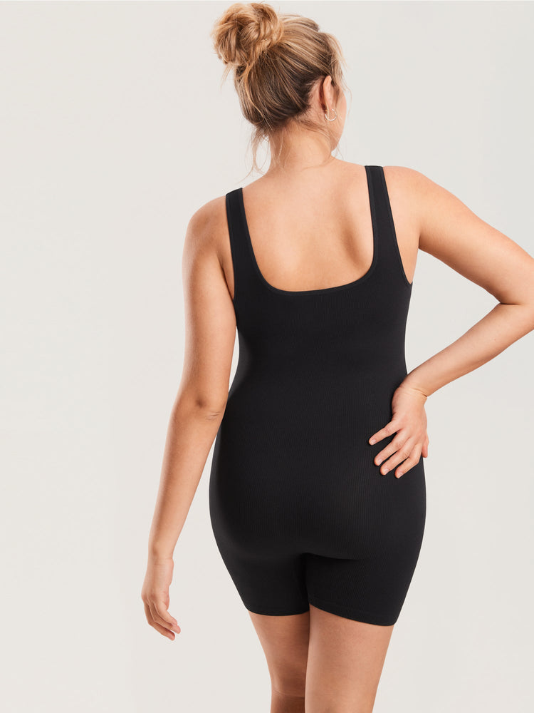 Ribbed Square Neck Maternity Romper