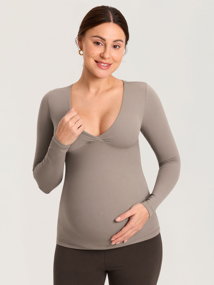 AirSoft Crossover Maternity & Nursing Top - Long Sleeves