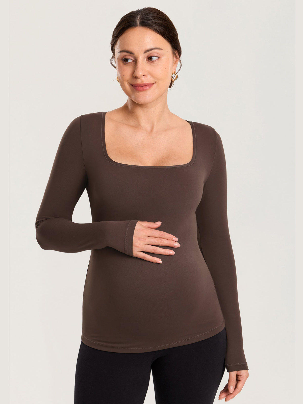 AirSoft Square Neck Maternity Top - Long Sleeves