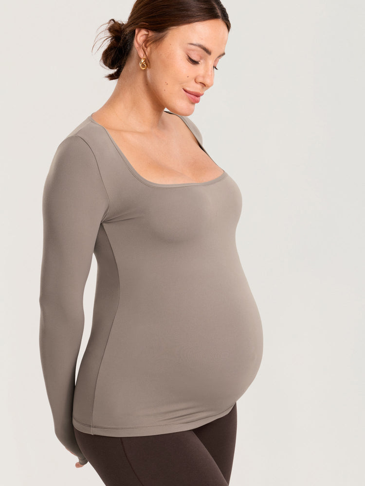 AirSoft Square Neck Maternity Top - Long Sleeves