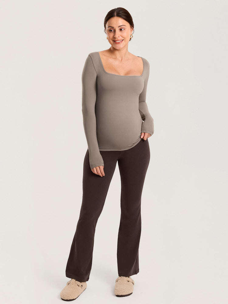 AirSoft Square Neck Maternity Top - Long Sleeves