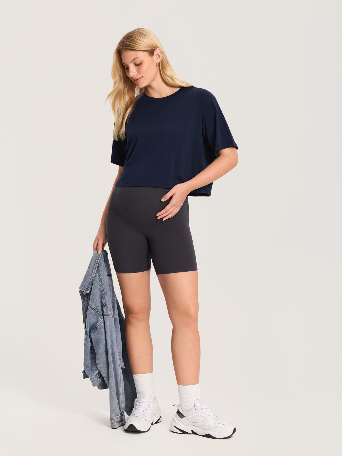 Modal Cotton Short Sleeve Loose Crop Tee
