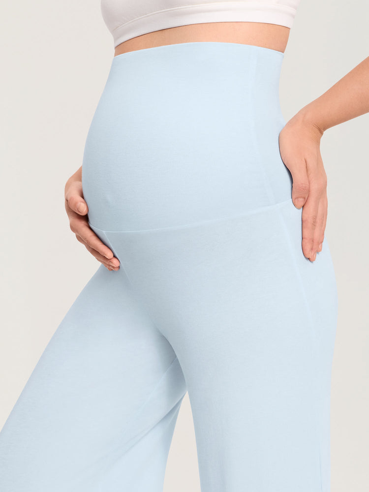 Fazo Store katoen-modal zwangerschapsbroek met wijde pijpen en omslagband – 72 cm