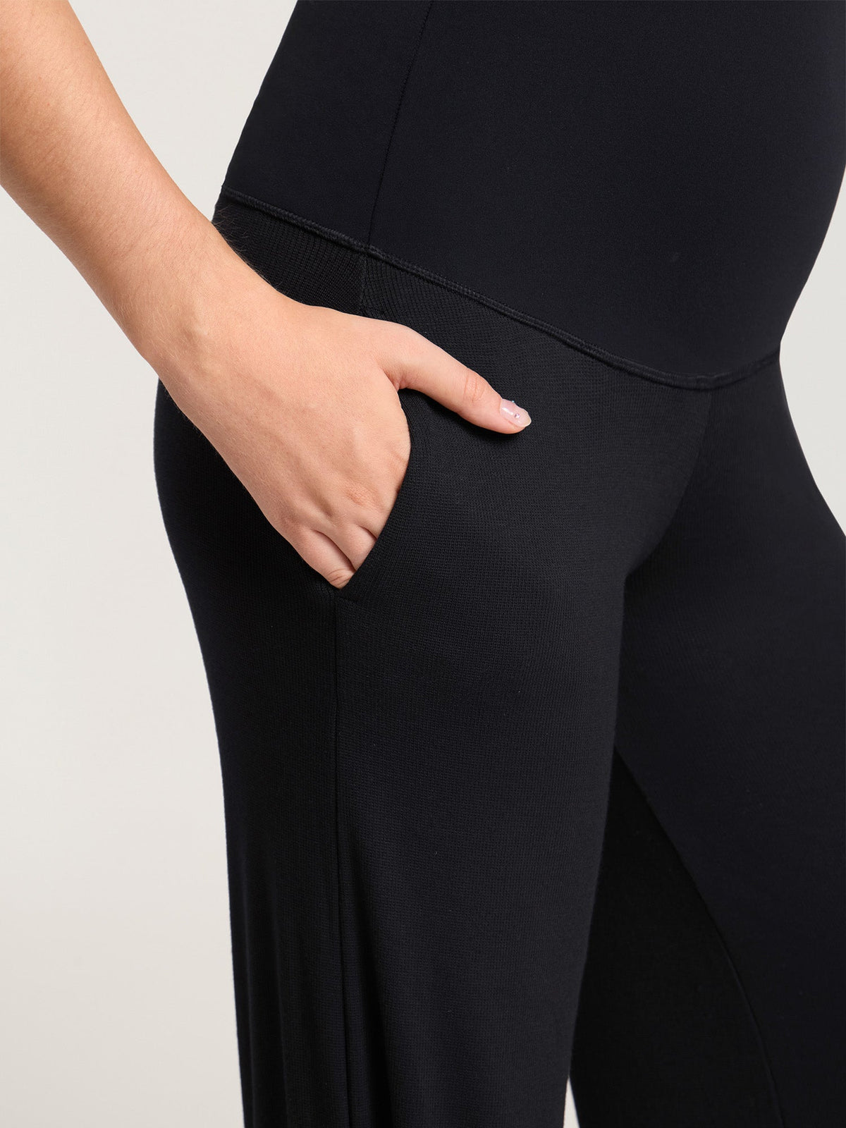 Fazo Store geribde zwangerschapsloungebroek met zakken – 76 cm
