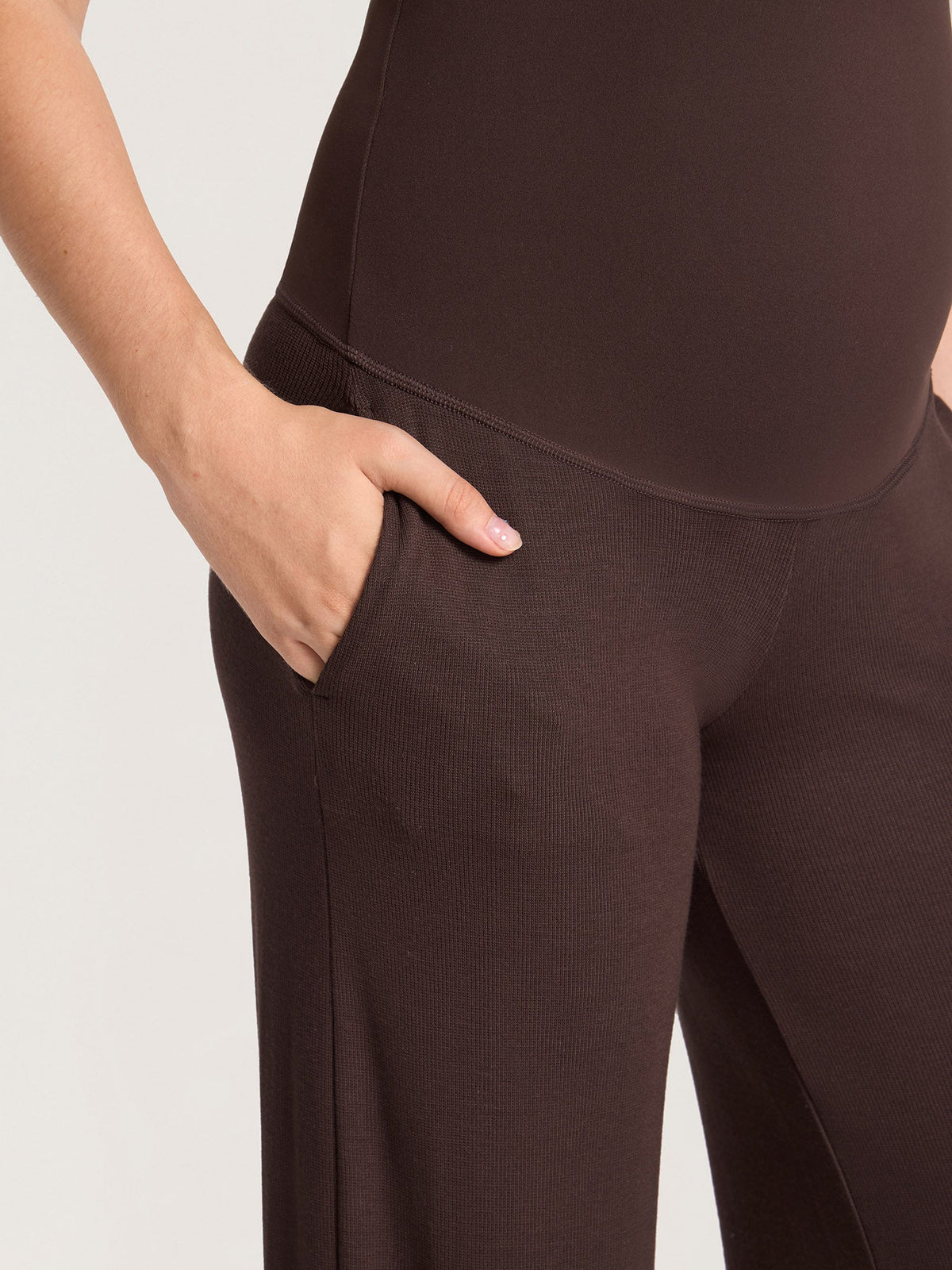 Fazo Store geribde zwangerschapsloungebroek met zakken – 76 cm