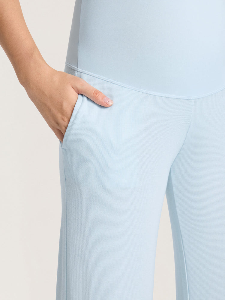 Fazo Store geribde zwangerschapsloungebroek met zakken – 76 cm