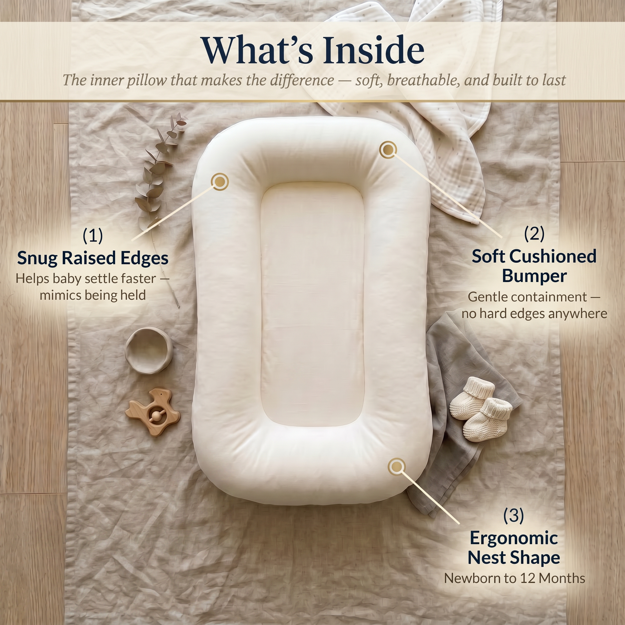 Little Manta Pastel Baby Lounger Nest